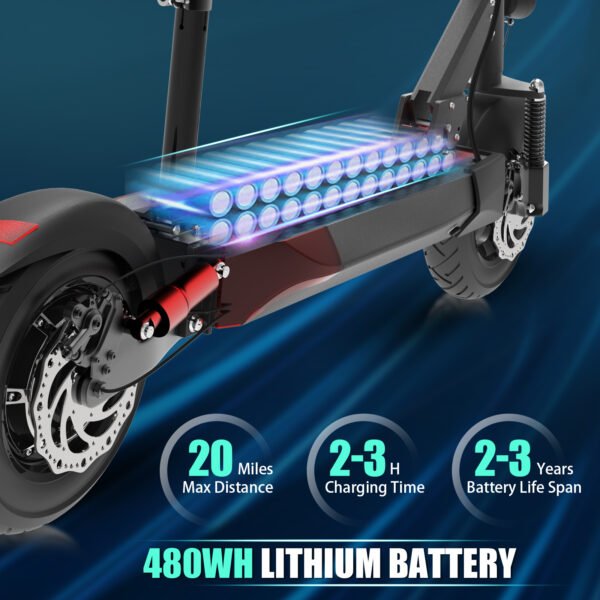 Kycyl X48 Electric Scooter Adults with Seat, 20 Miles Long Range, 35 MPH Max Speed Power by 1000W Motor, 10" Pneumatic Tires, 300 lbs Max Load, Foldable E Scooter for Commuting - Image 4