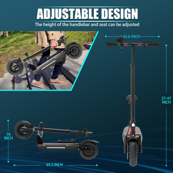 Kycyl X48 Electric Scooter Adults with Seat, 20 Miles Long Range, 35 MPH Max Speed Power by 1000W Motor, 10" Pneumatic Tires, 300 lbs Max Load, Foldable E Scooter for Commuting - Image 5